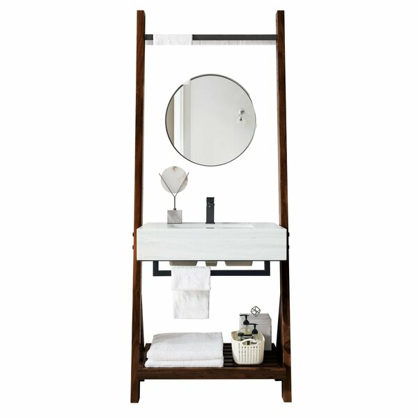 James Martin Vanities Lakeside 30in Single Vanity, Mid-Century Walnut w/ Arctic Fall Solid Surface Top 410-V30-WLT-AF